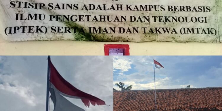Miris Tak Ada Tanggapan Saat Di Konfirmasi..! Bendera Sobek dan Kusam Berkibar di STISIP.