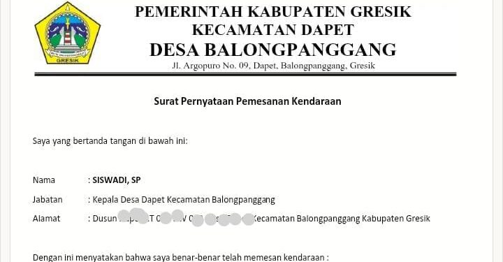 Surat Pesanan Mobil Siaga Desa Dapet Diduga Jadi Alat Penyimpangan Administratif, Berpotensi Pidana